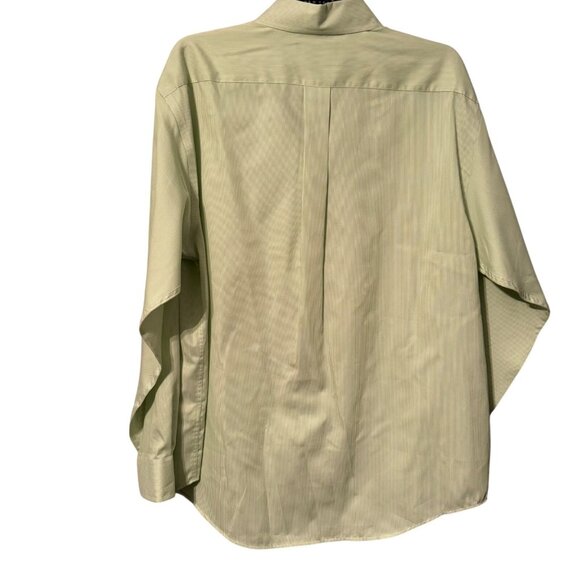 Roundtree & Yorke Easy Care Green Striped Button-Down Shirt L 70% Cotton 30% Pol - Picture 9 of 11